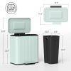 Trash Can with Lid, 2 x 5.3Gal Double Step-On Kitchen Trash Can with Rubbish Bags, Removable Buckets, Light Green