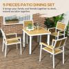Outsunny 5-Piece Patio Dining Set Yellow Aluminum Outdoor Furniture with HDPE Materials Umbrella Hole for Garden
