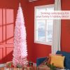 HOMCOM 8' Artificial Pencil Christmas Tree, Slim Xmas Tree with 618 Realistic Branch Tips and Plastic Stand, Pink