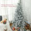 6ft Snow Flocked Artificial Christmas Tree with 994 Tips, Foldable Metal Stand, Easy Assembly, Hinged Xmas Tree for Home, Office, Holiday, Green