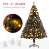 HOMCOM 6' Tall Prelit Christmas Tree Douglas Fir Artificial Christmas Tree with Realistic Branches, 250 Warm White LED Lights and 1000 Tips, Black