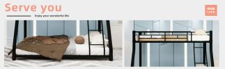 Twin Over Full Metal Bunk Bed, Heavy Duty Metal Bunk Bed Frame, Bunk Bed Twin Over Full with Ladder & Full-Length Guardrail for Teens Adults
