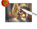 NEW Bloodhound and Santa Claus Glass Cutting Board Decorative Tempered Glass Kitchen Cutting and Serving Board Large Size Chopping Board