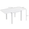 Outsunny White Expandable Patio Table Outdoor Dining for 4-6 Aluminum Frame Garden Lawn Balcony Terrace