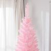 HOMCOM 8' Artificial Pencil Christmas Tree, Slim Xmas Tree with 618 Realistic Branch Tips and Plastic Stand, Pink