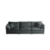 Mid-Century Modern Couch 3-Seater Sofa with 2 Armrest Pillows and 3 Toss Pillows, Couch for Living Room Gray Chenille