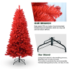 Artificial 4ft Red Christmas Tree with 456 PVC Branch Tips, Hinged Premium & Foldable Base for Indoor Holiday Decorating