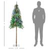 HOMCOM 6ft Tall Prelit Pencil Artificial Christmas Tree Holiday DÃ©cor with 442 Branches, 175 Warm White or Colorful LED Lights, Steel Base