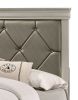 Modern 1pc Beige Champagne Finish Queen Size Panel Bed Wooden Crocodile Texture PU Upholstered Headboard Crystal-Like Button Tufted Fabric Bedroom Fur