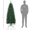 HOMCOM 6' Tall Unlit Slim Fir Artificial Christmas Tree with Realistic Branches, and 583 Tips, Green