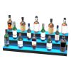 LED Lighted Liquor Bottle Display, 3 Tiers 40 Inch Commercial Illuminated Home Bar Shelf, 3 Steps Whiskey Rack Stand