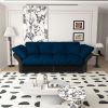 74.8" Queen Pull Out Sofa Bed, 3-in-1 Convertible Sleeper Tufted Sofa with 2 Soft Pillows,Multi-Functional Velvet Loveseat Bed,Blue