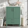 24'' Bathroom Vanity with Ceramic Sink Combo, Modern Freestanding Storae Cabinet with Silver Handles, Soft Closing Doors