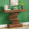 108cm Wooden Console Table Accent Table with Geometric Base Design for Living Room Decor