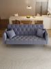 71-inch convertible love seat sofa, American vintage grey velvet material, suitable for small living room, bedroom, office