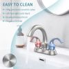 Bathroom Faucet 2-Handle Brushed Nickel with Aerator, Swan Style 4-inch Centerset Vanity Sink with Pop-Up Drain and Supply Hoses, FR4075-NP