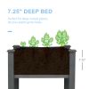 Outsunny 34" Elevated Garden Bed Dark Gray Wooden Planter Box with Drainage Holes for Vegetables Herbs Flowers Backyard Use
