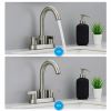 Bathroom Faucet 2 Handle Centerset Bathroom Sink Faucet with Pop Up Drain Assembly, 4 Inches Bathroom Vanity Lavatory Faucet 3 Holes Brushed Nickel