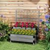 Outsunny 2-Tier Wooden Garden Box, with Legs and Metal Corners, Drainage Holes, Solid Wood for Vegetables, Flowers, Herbs, Gray