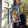 Chow Chow Happy Birthday House Flag Large Porch Sleeve Pole Decorative Outside Yard Banner Artwork Wall Hanging, Polyester, House Size, Multicolor