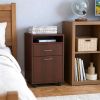 Brown Mobile Storage Cabinet Organizer with Drawer And Cabinet Printer Stand on Castors for Home And Office