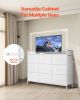 9 Drawer Dresser Tall Fabric Drawer Dresser with Bin LED & Outlet White
