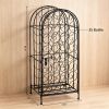 Black 35 Bottle Wrought Iron Wine Rack Cabinet with Lock for Home Bar Storage Organization