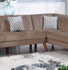 Contemporary 2-Pcs Sectional Set Living Room Furniture Light Brown Velvet Couch Left Facing Sofa, Right Facing Chaise Plush Cushion