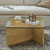 31.5 Inch Glass Coffee Table, Mid-Century Modern Square Coffee Table