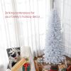 HOMCOM 6 FT Artificial Christmas Tree, Pencil Xmas Tree with Lights, Stand, 618 Tips, Holiday Home Indoor Decoration for Party, White