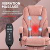 Vinsetto Massage Desk Chair with Footrest, 6-point Vibrating and Heating Functions, Adjustable Height and Back, Pink
