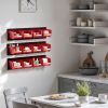 Wall Mounted Storage Bins, 12 Plastic Bins & 3 Metal Rails, Plastic Hanging Stackable Storage Bin for Screws, Nuts, Bolts, Nails