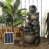 28.3" Solar Water Fountain, 4-Tier Resin Cascading Jars and Stacked Stones Outdoor Waterfall Fountain with LED Lights