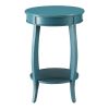 Teal Round Side Table with Bottom Shelf