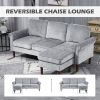 L Shape Sofa, Modern Sectional Couch with Changeable Chaise Lounge, Wooden Legs, Corner Sofa for Living Room, Grey