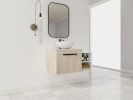 36 " Modern Design Float Bathroom Vanity With Ceramic Art Sink, White Flat Stone Slab and Small Storage Shelves, Soft Closed Door,KD-Package (TOP-BAB3