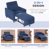 HOMCOM 3-in-1 Convertible Chair Bed, Pull Out Sofa Bed Sleeper Chair with Adjustable Backrest, Pillow, and Pockets, Blue