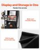3 Tiers Record Player with LED Light & USB Ports Metal Vinyl Shelf Black
