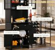 Elegant Black Buffet with  Kitchen Pantry Storage Cabinet Framed Glass Door Drawer Microwave Space