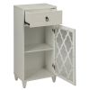 White Side Table with Drawer and Door