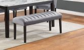 1pc Gray Black Bench Dining Room Velvet Fabric Upholstery Kitchen Dining Wooden Furniture