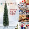 5/6/7/8/9 Feet Pre-lit Pencil Artificial Christmas Tree with 150/180/200//300/400 Warm White LED Lights