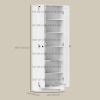 67" Farmhouse Pantry Cabinet with 2 Doors, Tall Storage Cabinet with Adjustable Shelves, Distressed White