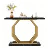 Faux Marble Console Table 40 Inch Geometric Metal Base Sofa Accent Table Home Decor Living Room Furniture