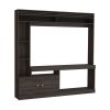 Dante 71" Wide Freestanding Entertainment Center, Tv Stand , 8 Shelves, Bookcase, Cabinet for Living Room , Home Office, Media Room Dark Walnut