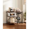Kitchen Bakers Rack, 35.4 inch Width Bakers Rack, Kitchen Stand with X-Shaped Support Bar, 5 S-Shaped Hooks, Multi-Layer Storage Shelf