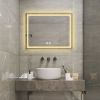 36 in. H LED Single Bathroom Vanity Mirror in Polished Crystal Bathroom Vanity LED Mirror for Bathroom Wall Smart Lighted Vanity Mirrors