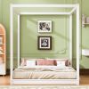Queen Size Canopy Platform Bed with Support Legs,White