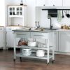 Utility Trolley Cart, Gray, with Stainless Steel Top, 2 Drawers, Rolling Kitchen Island