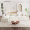 Modular Sectional Sofa for Living Room,U Shaped Couch 4 Seater Convertible Sectional Couch with 1 Ottoman ,White Chenille
